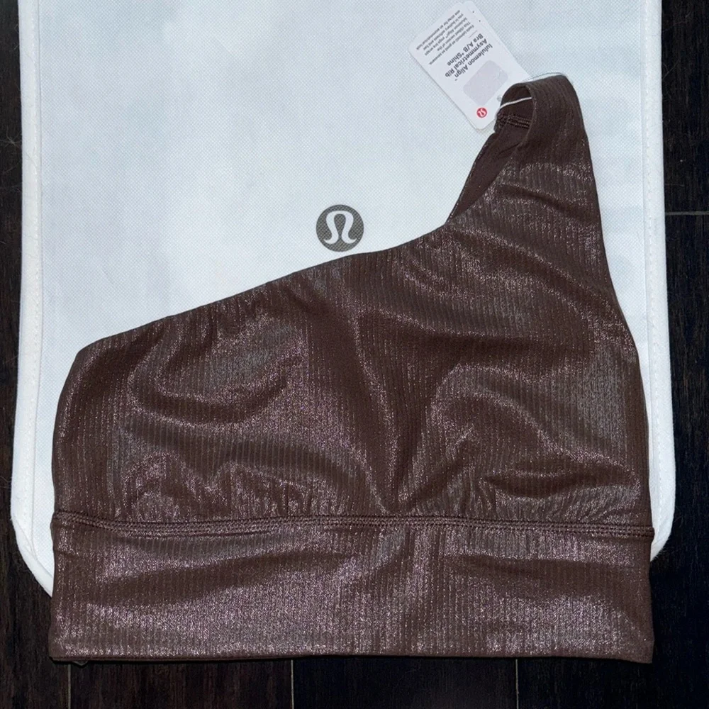 LULULEMON ALIGN ASYMMETRICAL RIBBED BRA *SHINE IN ESPRESSO SZ 6 NWT - Picture 1 of 8
